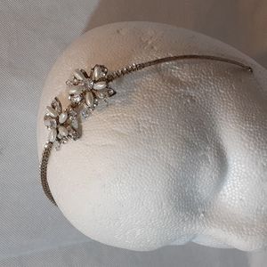 Vintage Crystal and Pearl Metal Headband
